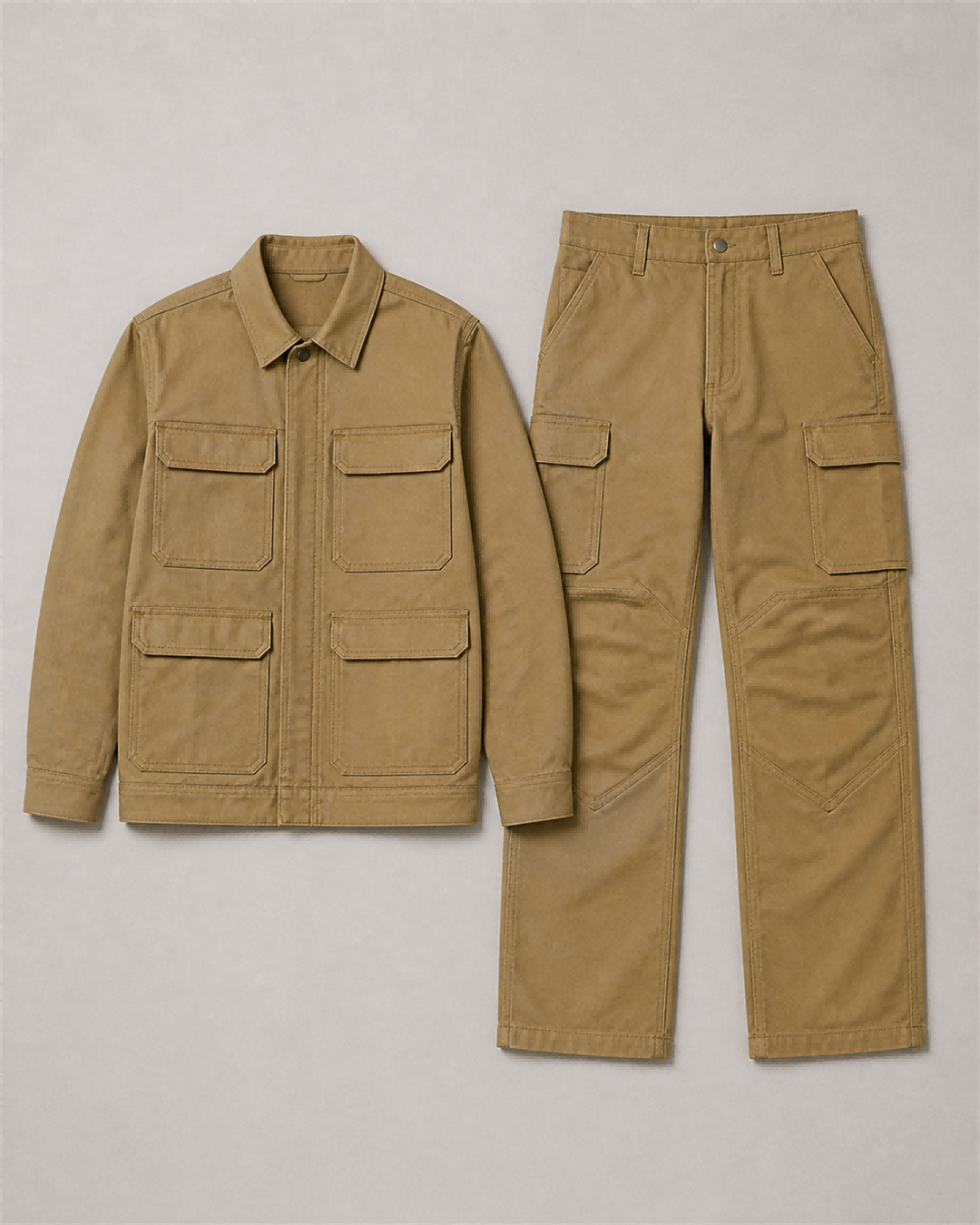 Khaki Multi-Pocket Workwear Set