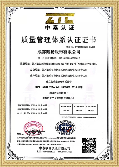 ISO Quality Management System Certification